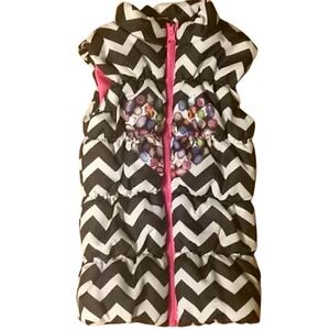 Cherry Stix Girls Chevron‎ Striped Jewel Puffer Vest Size 6X